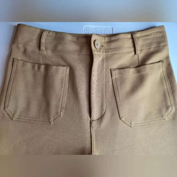 Jones & Co Tan High Rise Wide Leg Ankle Trousers Stretch Thick Size 10 2250-Ai - Picture 5 of 12